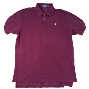 Polo Ralph Lauren Polo Shirt XL Short Sleeve Pique Pony Logo Maroon Burgundy